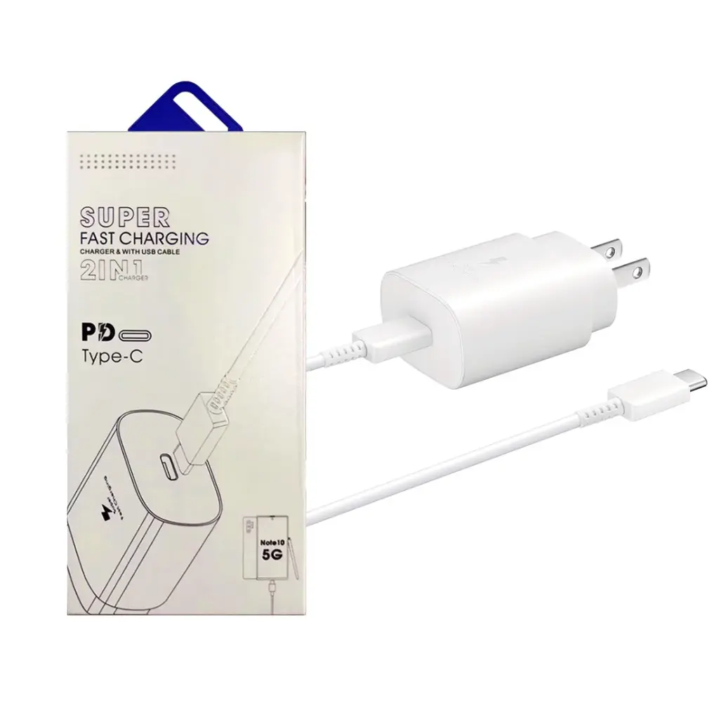 Samsung 2 In 1 Super Fast Charger (Type-C 25W Plug & 3A Cable) – White
