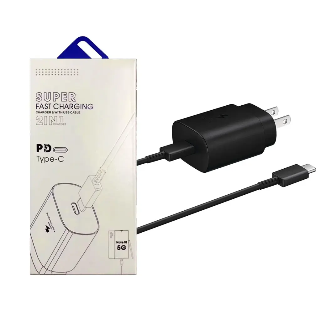 Samsung 2 In 1 Super Fast Charger (Type-C 25W Plug & 3A Cable) – Black

