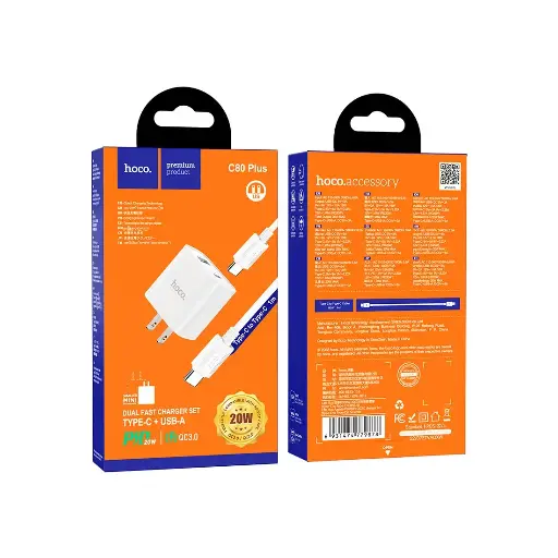 Hoco C80 Plus Fast Charger Type-C to Type-C